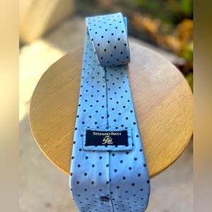 STEFANO RICCI for delisi Tie. Preloved blue with polka dots